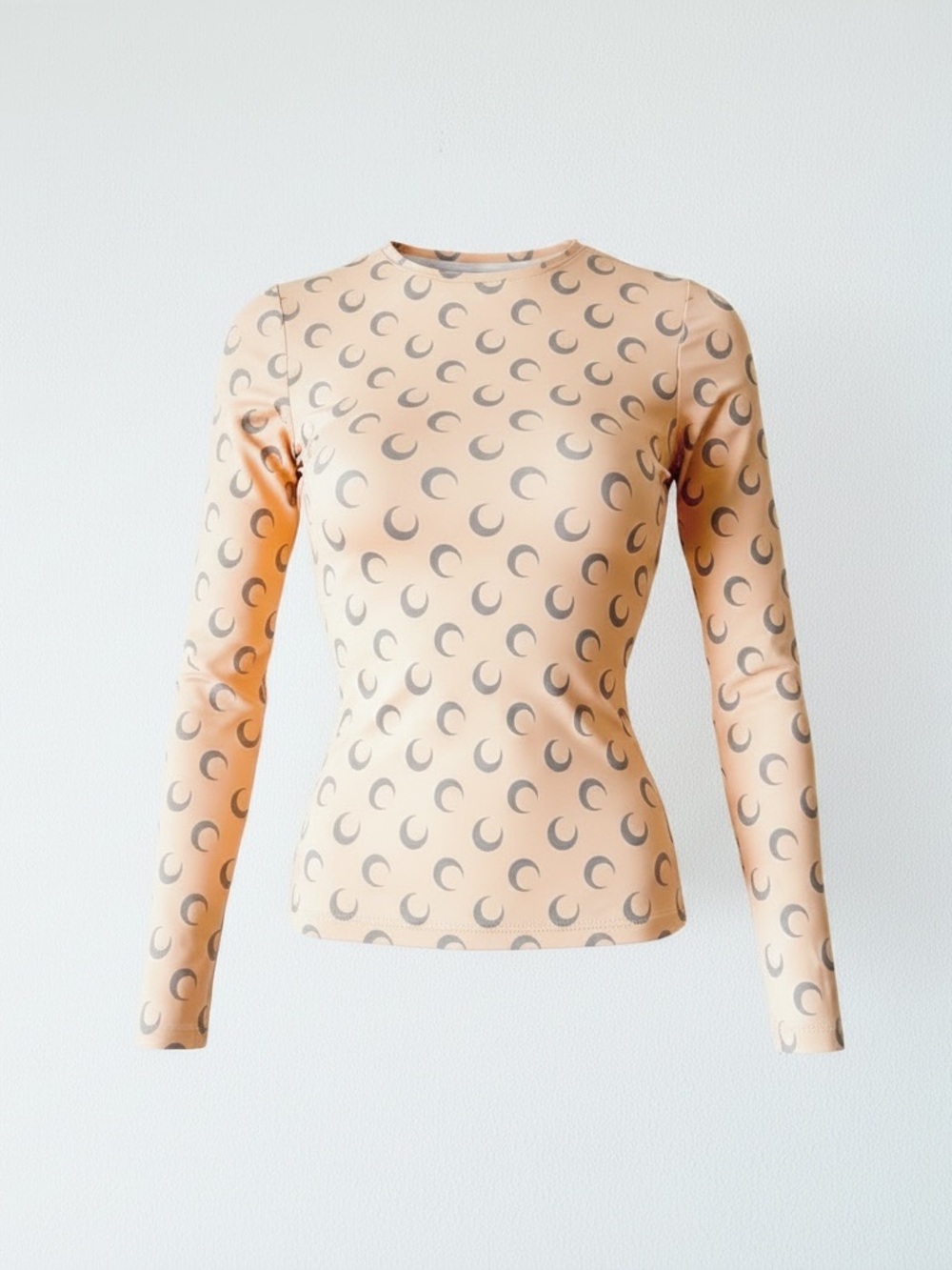 Marine Serre Beige Crescent-Print Longsleeve Top Size Small